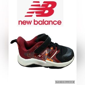 New Balance Kids' Rave Run v2 Black and Burgundy Sneakers
